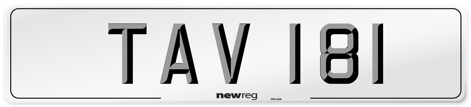 TAV 181 Number Plate from New Reg
